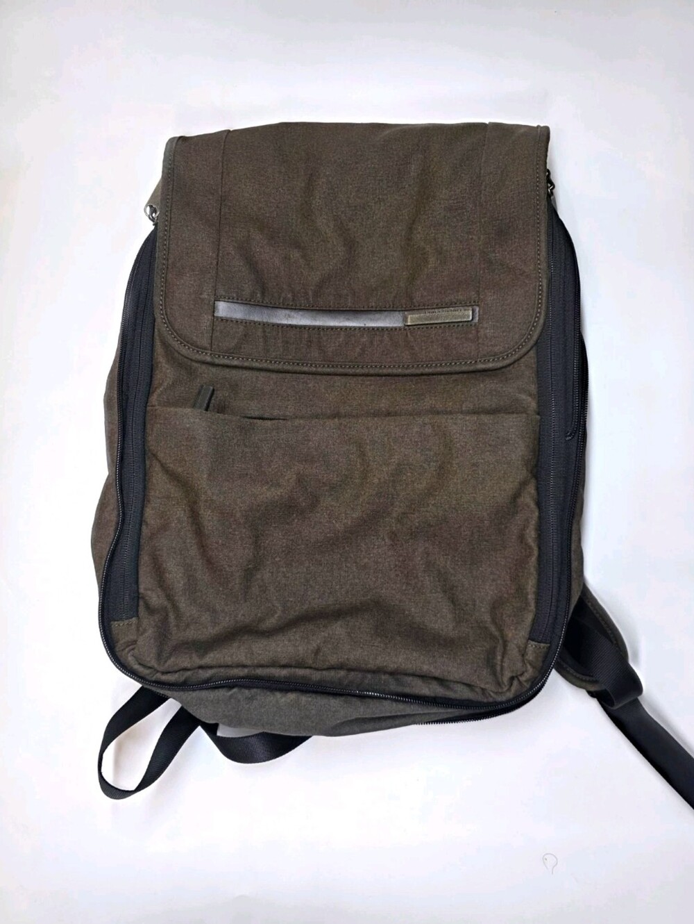Briggs & Riley @Work Medium Slim Laptop Backpack Olive Grey Brown ZP165X-10Up
